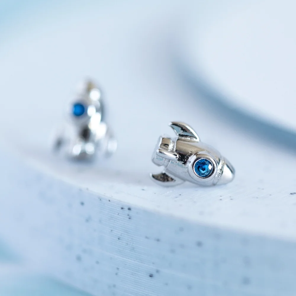 Silver Rocketship Studs (S925) - Only 1 left! - Picture 6 of 8